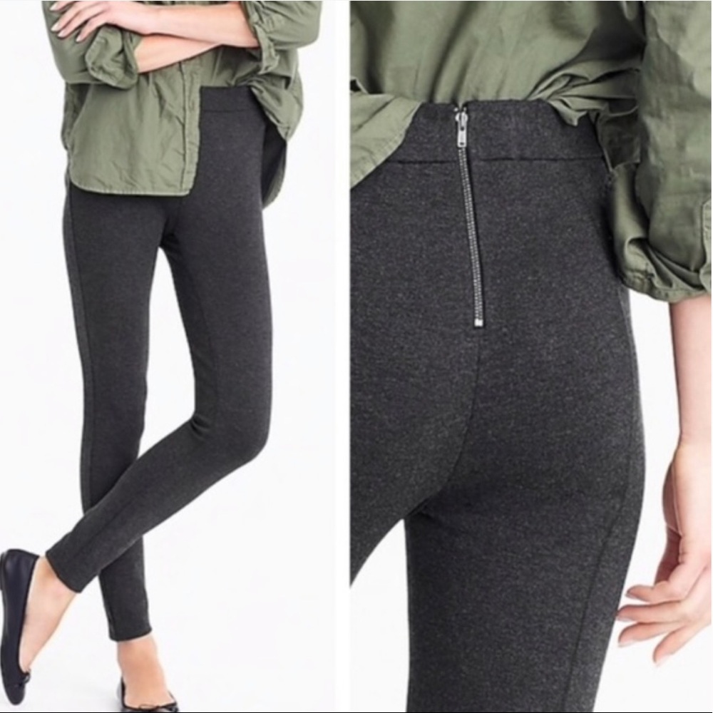 NWOT  J Crew Pixie Pant Stretch Ponte Skinny Heather Gray Charcoal. Back zip. 0T